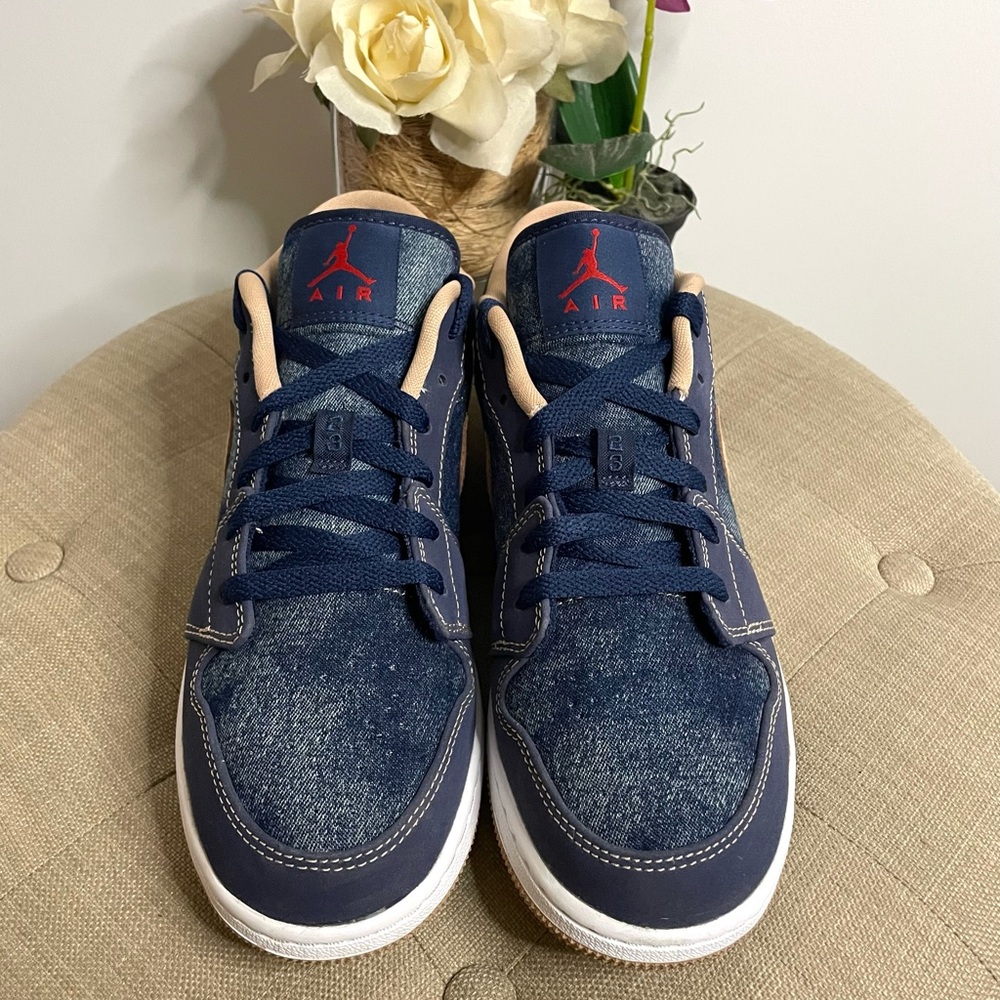Air Jordan Low “Denim” Navy Blue Sneakers Size 6.5 Boys, Size 8.5 Women’s - Picture 3 of 16